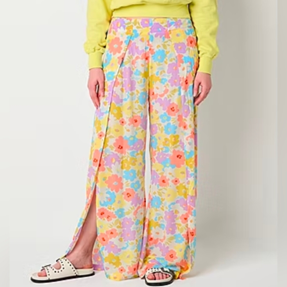 Billabong Yellow and Pink Wide Leg Pants - Picture 1 of 8